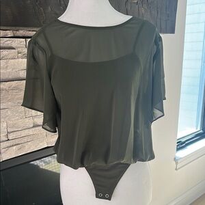 Express Green Flutter Sleeve Bodysuit